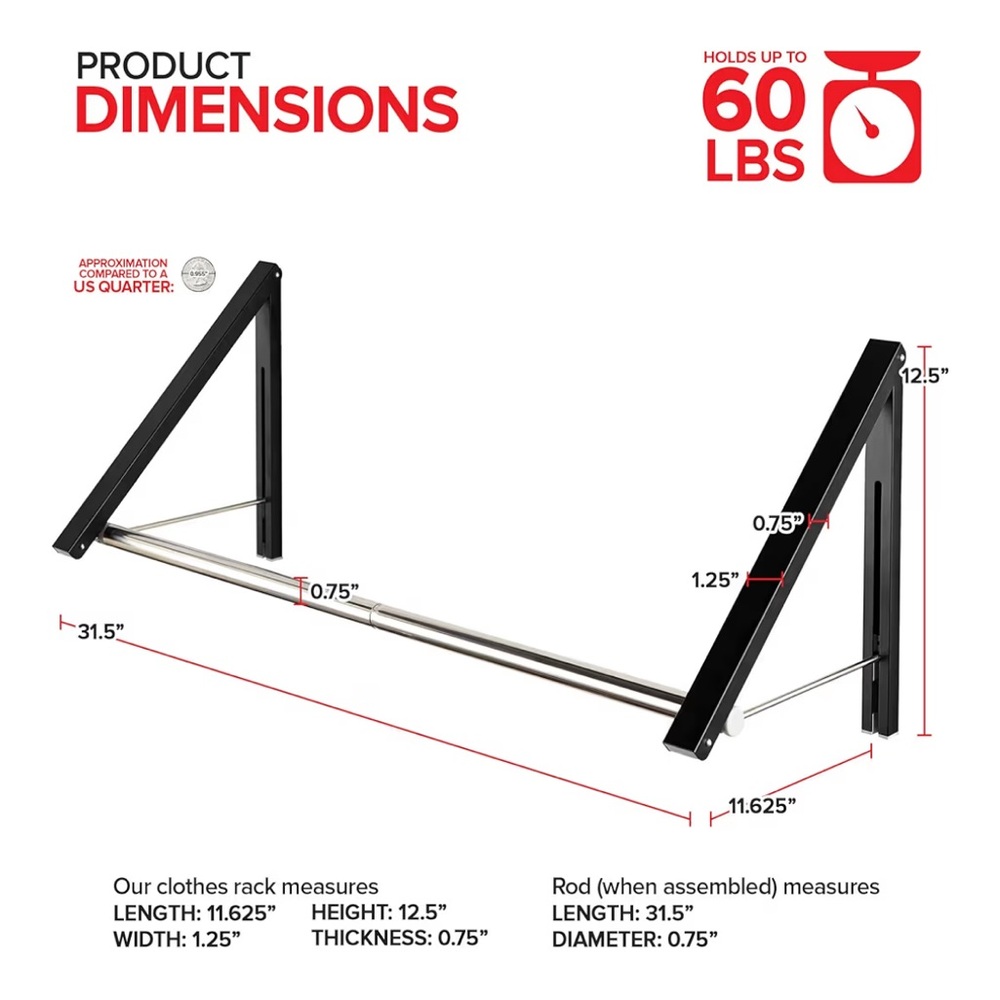 Retractable Clothes Rack with Black Frame - Picture 2 of 13